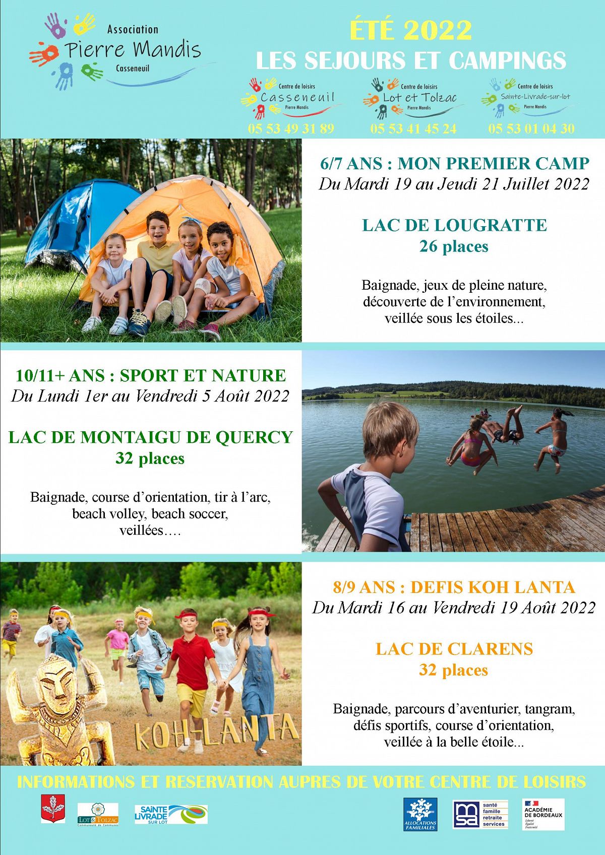 Centre de Loisirs : séjours et campings été 2022